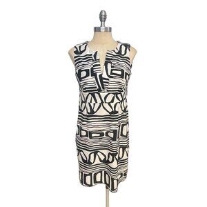 Jude Connally Black & White Sleeveless Shift Dress Medium